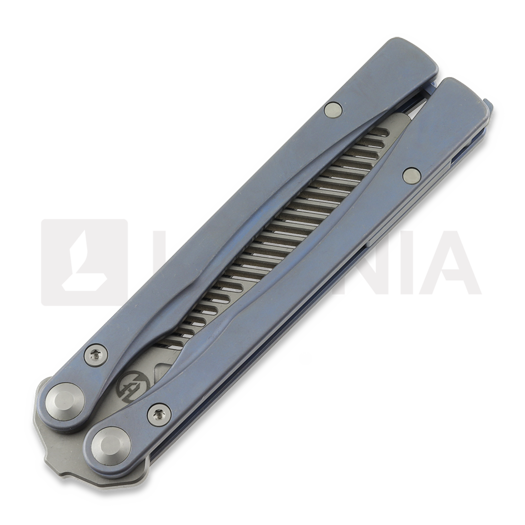 Maxace Loran II Comb balisong trainer, Blue Titanium