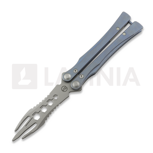 Balisong trainer Maxace Loran II Wrench, Blue Titanium