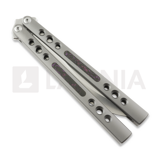 Нож пеперуда Maxace Snow Owl, Gray Titanium & Purple Fatcarbon