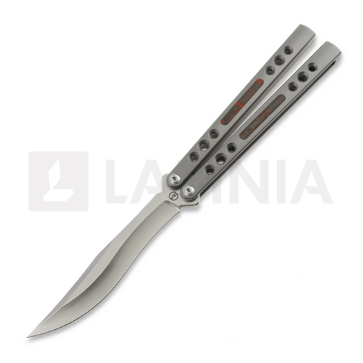 Maxace Snow Owl balisong, Gray Titanium & Red Fatcarbon