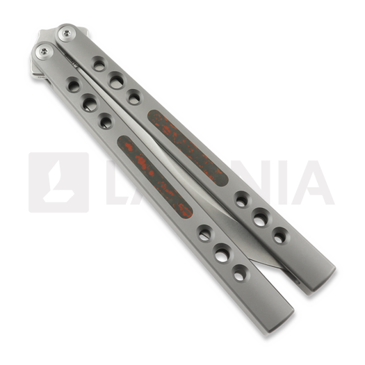 Нож пеперуда Maxace Snow Owl, Gray Titanium & Red Fatcarbon