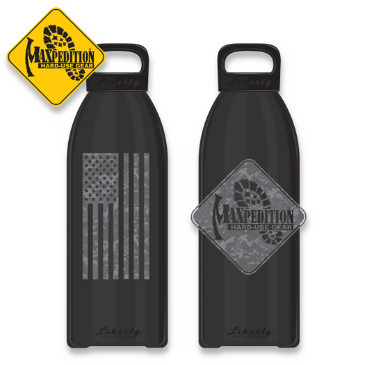 Maxpedition Water Bottle 0,95L Flag, melns LB32FLAGB