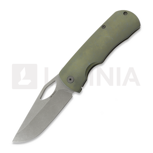 Coltello pieghevole McNees Custom Knives Little Dixon, Green/Blue Smooth Titanium