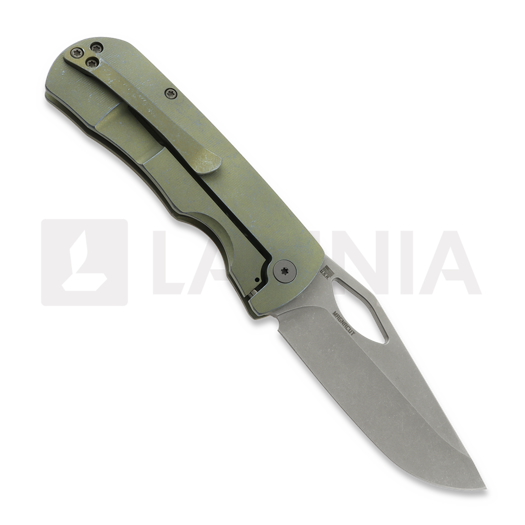 Coltello pieghevole McNees Custom Knives Little Dixon, Green/Blue Smooth Titanium