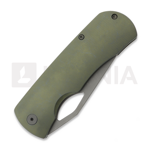 Coltello pieghevole McNees Custom Knives Little Dixon, Green/Blue Smooth Titanium