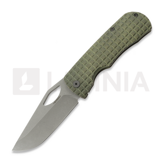 Couteau pliant McNees Custom Knives Little Dixon, Green/Bronze Frag Titanium