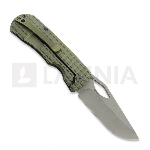 Couteau pliant McNees Custom Knives Little Dixon, Green/Bronze Frag Titanium
