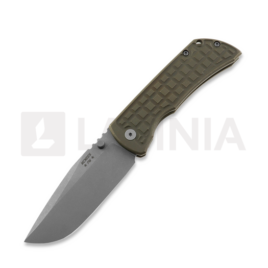 McNees Custom Knives MAC2 3.5 - ATOMIC - BRZ - FRAG sulankstomas peilis