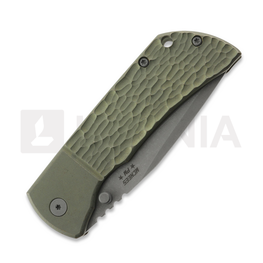 McNees Custom Knives MAC2 3.5 - ATOMIC DP - GRN/BRZ - JIGGED BLSTR - SG sulankstomas peilis