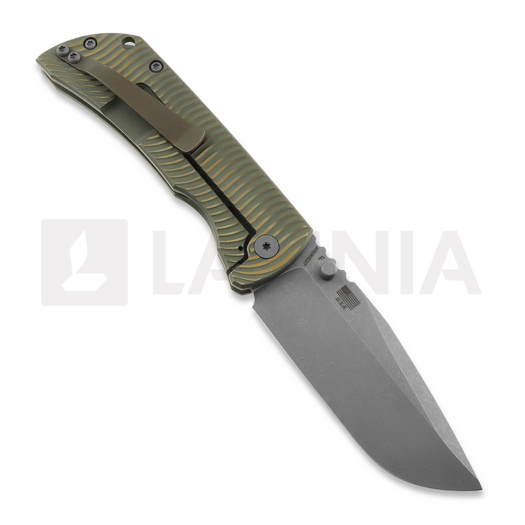 McNees Custom Knives MAC2 3.5 - ATOMIC DP - GRN/BRZ- SWERVE - SG sulankstomas peilis