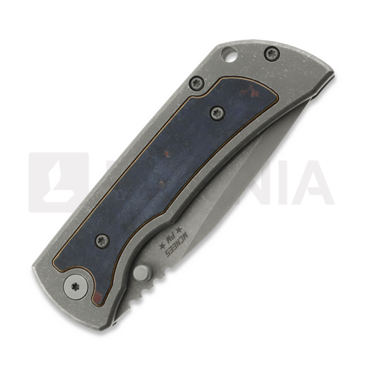 McNees Custom Knives MAC2 3.5 - ATOMIC DP - STW/STW - BLUE/RED - SG k&auml;&auml;nt&ouml;veitsi