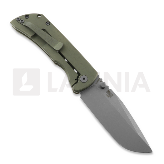 McNees Custom Knives MAC2 3.5 - ATOMIC - GRN/BRZ - SPEEDHOLES folding knife