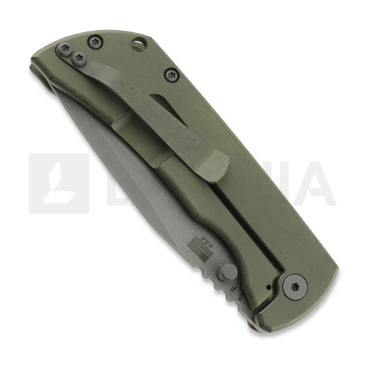 McNees Custom Knives MAC2 3.5 - ATOMIC - GRN/BRZ - SPEEDHOLES folding knife