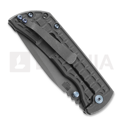 McNees Custom Knives MAC2 3.5 - ATOMIC - SW - FRAG - w/Blue HW sulankstomas peilis