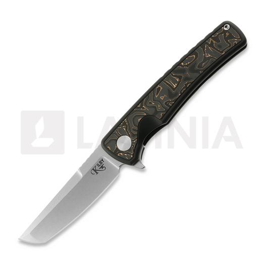 Mechforce Kilby Collab Integral folding knife, Black Ti handle, Copper Foil CF