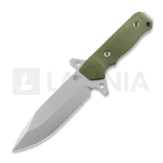 Medford AIO-2 3V Tumbled knife, OD Green G-10