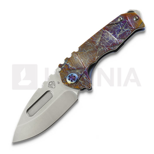 Medford Genesis T S45VN Tumbled DP folding knife, Flamed & Blue "Stained Glass"