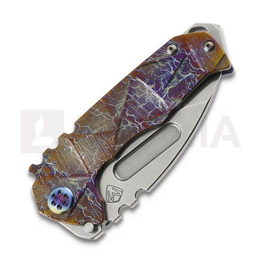 Medford Genesis T S45VN Tumbled DP foldekniv, Flamed & Blue "Stained Glass"