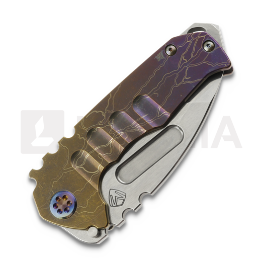 Medford Genesis T S45VN Tumbled Tanto sulankstomas peilis, Bronze/Violet Fade "Lightning"