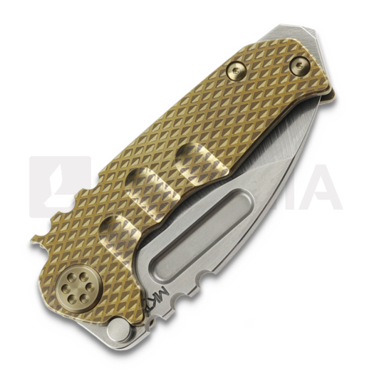 Medford Micro T Magnacut Tumbled DP sulankstomas peilis, Gold & Bronze "Gungrip"