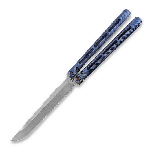 Balisong Medford Viceroy, S45VN Tumbled Drop Point, Blue