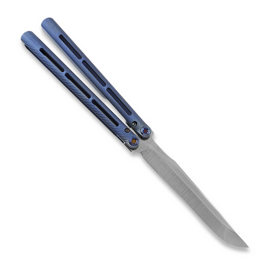 Medford Viceroy balisong, S45VN Tumbled Drop Point, Blue