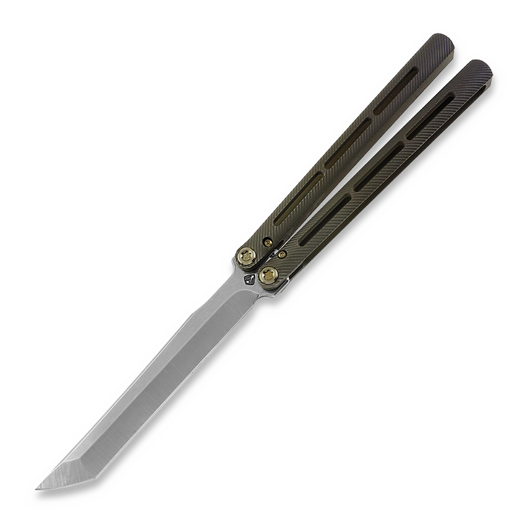 Medford Viceroy balisong, S45VN Tumbled Tanto, Bronze Violet