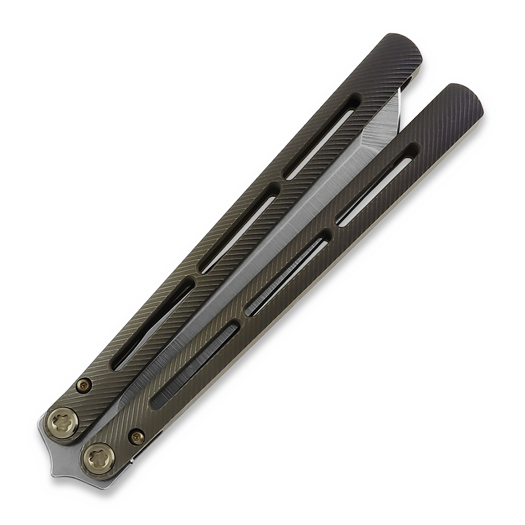 Medford Viceroy balisong, S45VN Tumbled Tanto, Bronze Violet