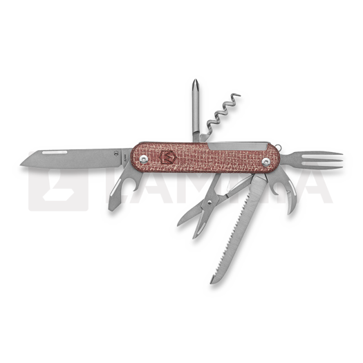 Mercury Duca 8 - Elmax - Red Burlap Micarta 折り畳みナイフ