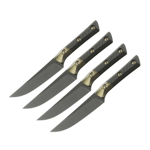 Steak knife Microtech 4,5" Steak Knife Set Bolstered - DLC - Carbon Fiber Signature Series 3600B-1SETDLCCFS
