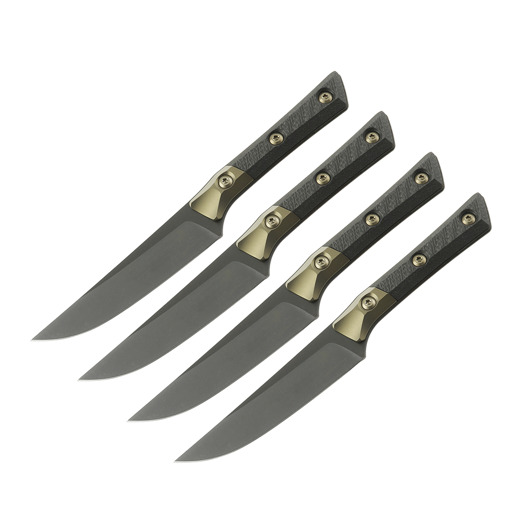 Steak knife Microtech 4,5" Steak Knife Set Bolstered - DLC - Carbon Fiber Signature Series 3600B-1SETDLCCFS