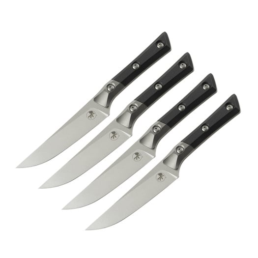 Steak knife Microtech 4,5" Steak Knife Set Bolstered - Stonewash - Black G10 3600B-10SETBK