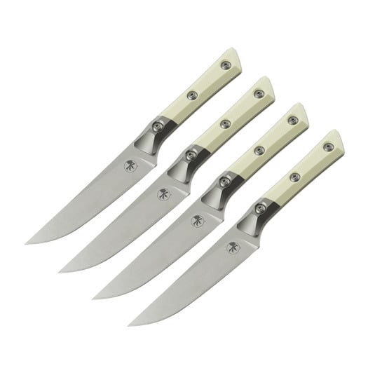 Steak knife Microtech 4,5" Steak Knife Set Bolstered - Stonewash - Ivory G10 3600B-10SETIV
