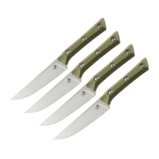 Microtech 4,5" Steak Knife Set - Stonewash - OD Green G10 steak knife 3600-10SETOD