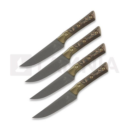Microtech 4 Piece Steak knife Signature Series Livewire Carbon DLC kitchen knife set 3600B-1SETDLCLWCFS