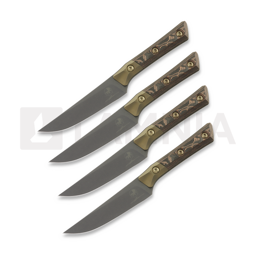 Microtech 4 Piece Steak knife Signature Series Livewire Carbon DLC kitchen knife set 3600B-1SETDLCLWCFS