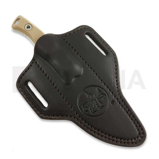 Microtech Akris Stonewashed peilis, Dark Earth G-10, leather sheath 95-10DE-1