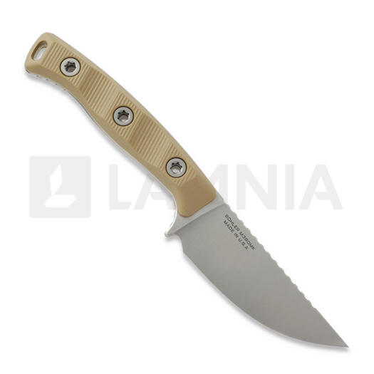 Nuga Microtech Akris Stonewashed, Dark Earth G-10, natural brown leather sheath 95-10DE-4