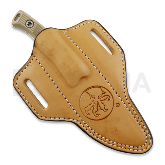 Nuga Microtech Akris Stonewashed, Dark Earth G-10, natural brown leather sheath 95-10DE-4