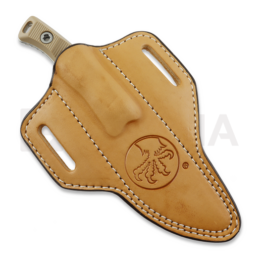 Nuga Microtech Akris Stonewashed, Dark Earth G-10, natural brown leather sheath 95-10DE-4