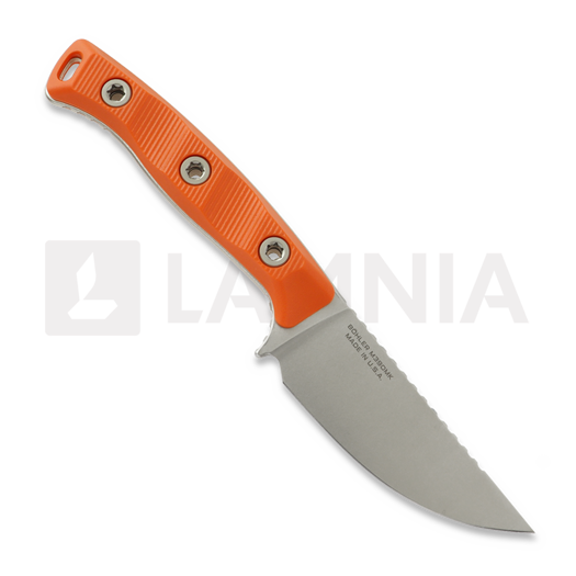 Microtech Akris Stonewashed peilis, Ember G-10, leather sheath 95-10EM-1