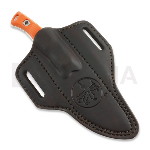Microtech Akris Stonewashed peilis, Ember G-10, leather sheath 95-10EM-1