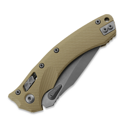 Microtech Amphibian Apocalyptic Partial Serrated, Fluted G10 Tan 137RL-11APFLGTTA