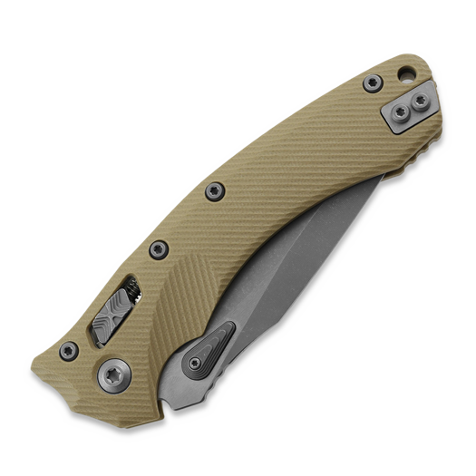 Microtech Amphibian Apocalyptic Partial Serrated, Fluted G10 Tan 137RL-11APFLGTTA