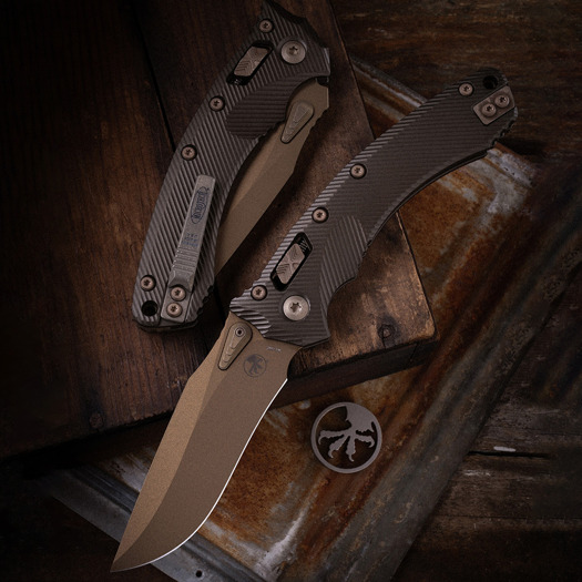 Microtech Amphibian Taschenmesser, Fluted Dark Burnt Bronzed Apocalyptic 137RL-1FLDB-X19Z23