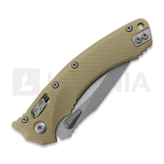 Microtech Amphibian Fluted Stonewashed Tan kääntöveitsi, combo terä 137RL-11FLGTTA