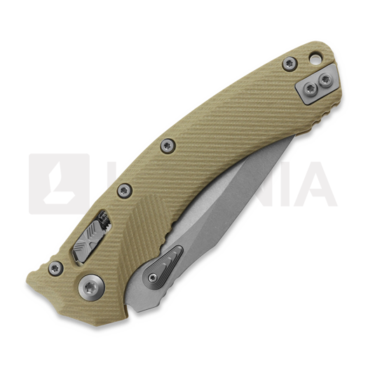 Microtech Amphibian Fluted Stonewashed Tan 折り畳みナイフ, 鋸歯状 137RL-11FLGTTA