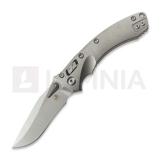 Microtech Amphibian Mini Ram-Lok Stonewash Slab Titanium 접이식 나이프, bronze accent 137MRL-10MS1