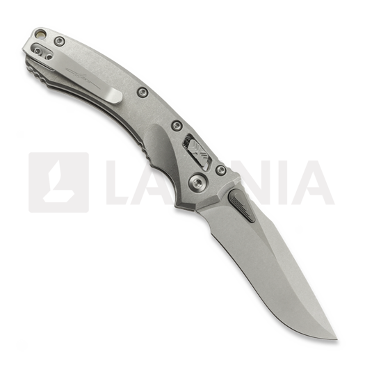 Microtech Amphibian Mini Ram-Lok Stonewash Slab Titanium 접이식 나이프, bronze accent 137MRL-10MS1