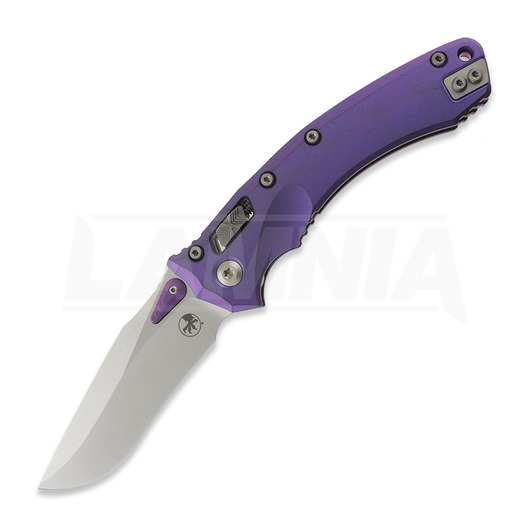 Microtech Amphibian Ram-Lok 접이식 나이프, Purple Haze Ano Slab Side, Stonewash 137RL-10MS5
